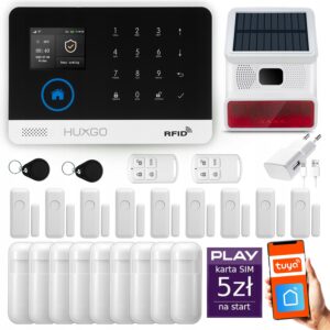 Alarm bezprzewodowy GSM + WiFi z aplikacją TUYA , zestaw , HUXGO HXA003