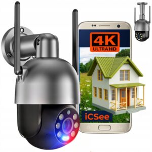 Kamera WIFI IP Zewnętrzna Obrotowa 8MPx 4K ULTRA HD 2160p Grafitowa Czarna